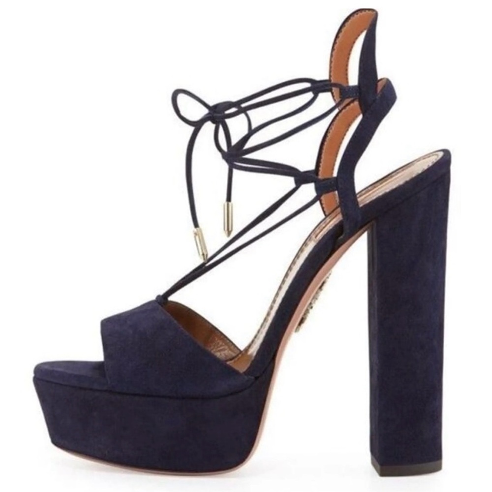 Elegant Navy Platform Heels navy blue suede